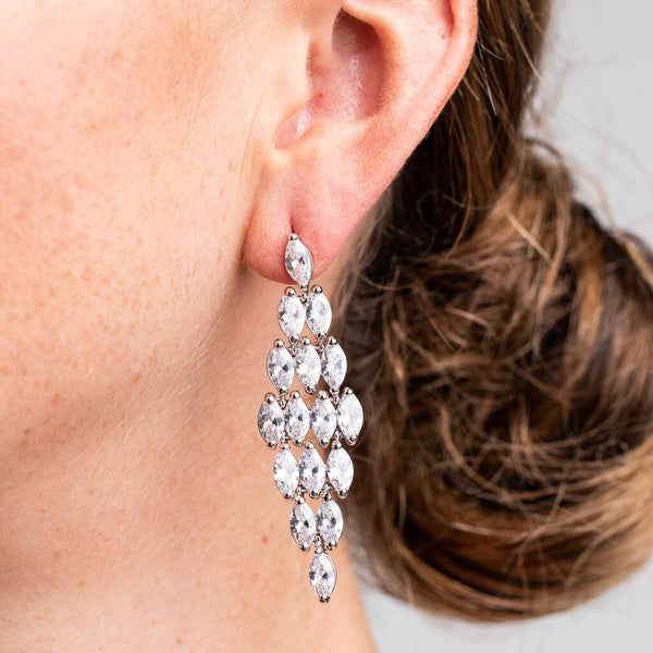 Marquise Cluster Chandelier Earrings – CZ by Kenneth Jay Lane