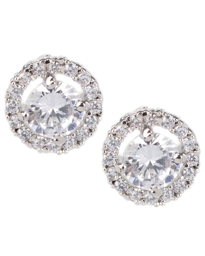 Round CZ Halo Studs