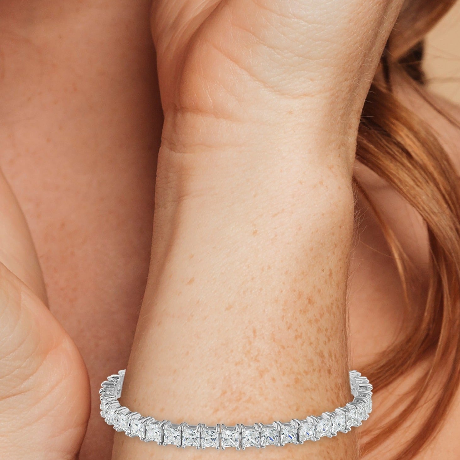 14K White Gold Unique Princess Cut Diamond Bracelet for Men 30ct by  Luxurman 803048