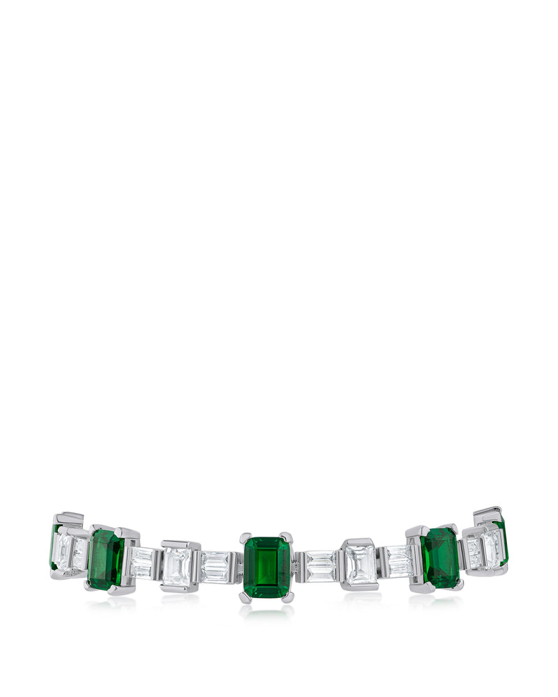 Emerald and Baguette CZ Bracelet