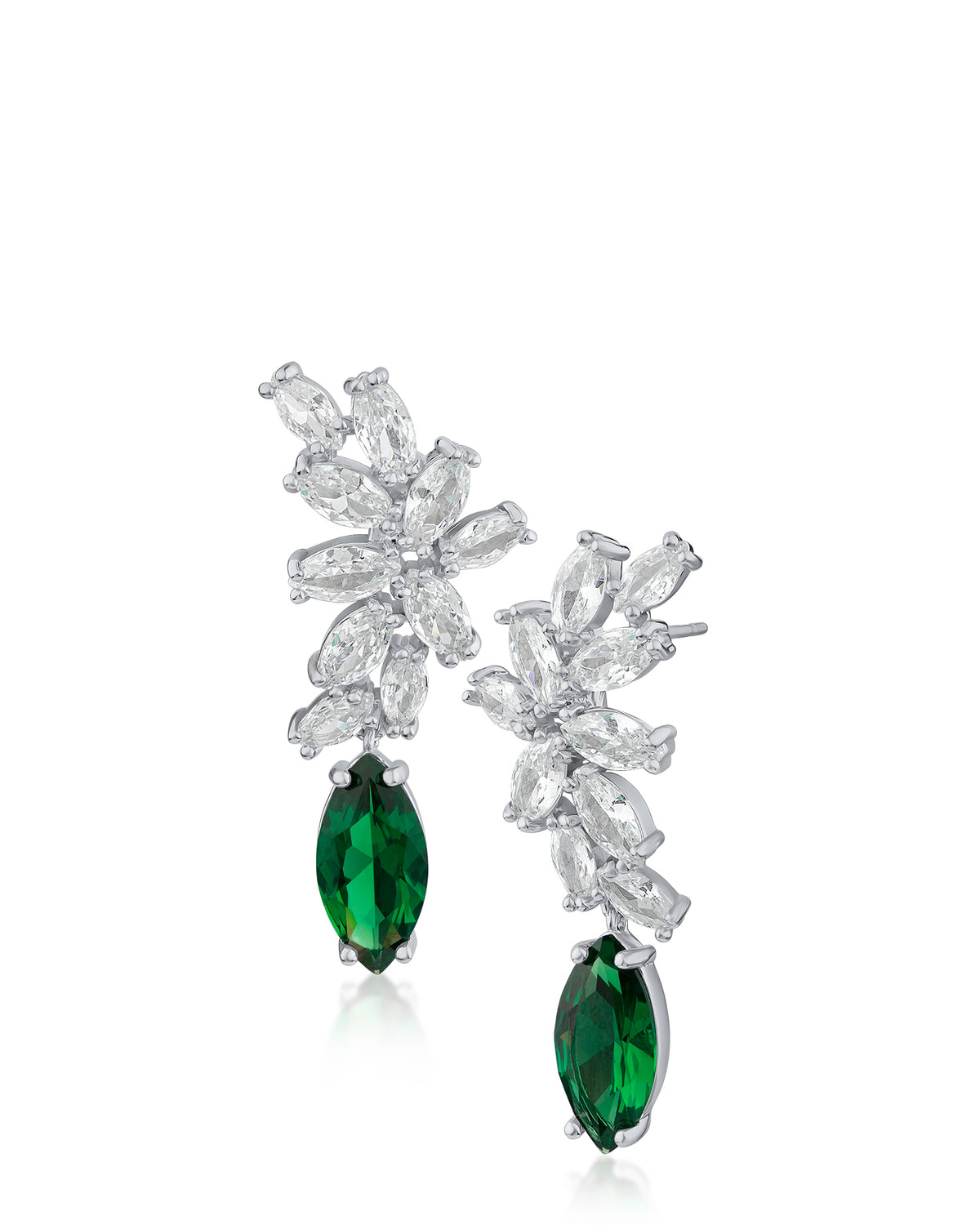 Marquise CZ Cluster Drop Earrings