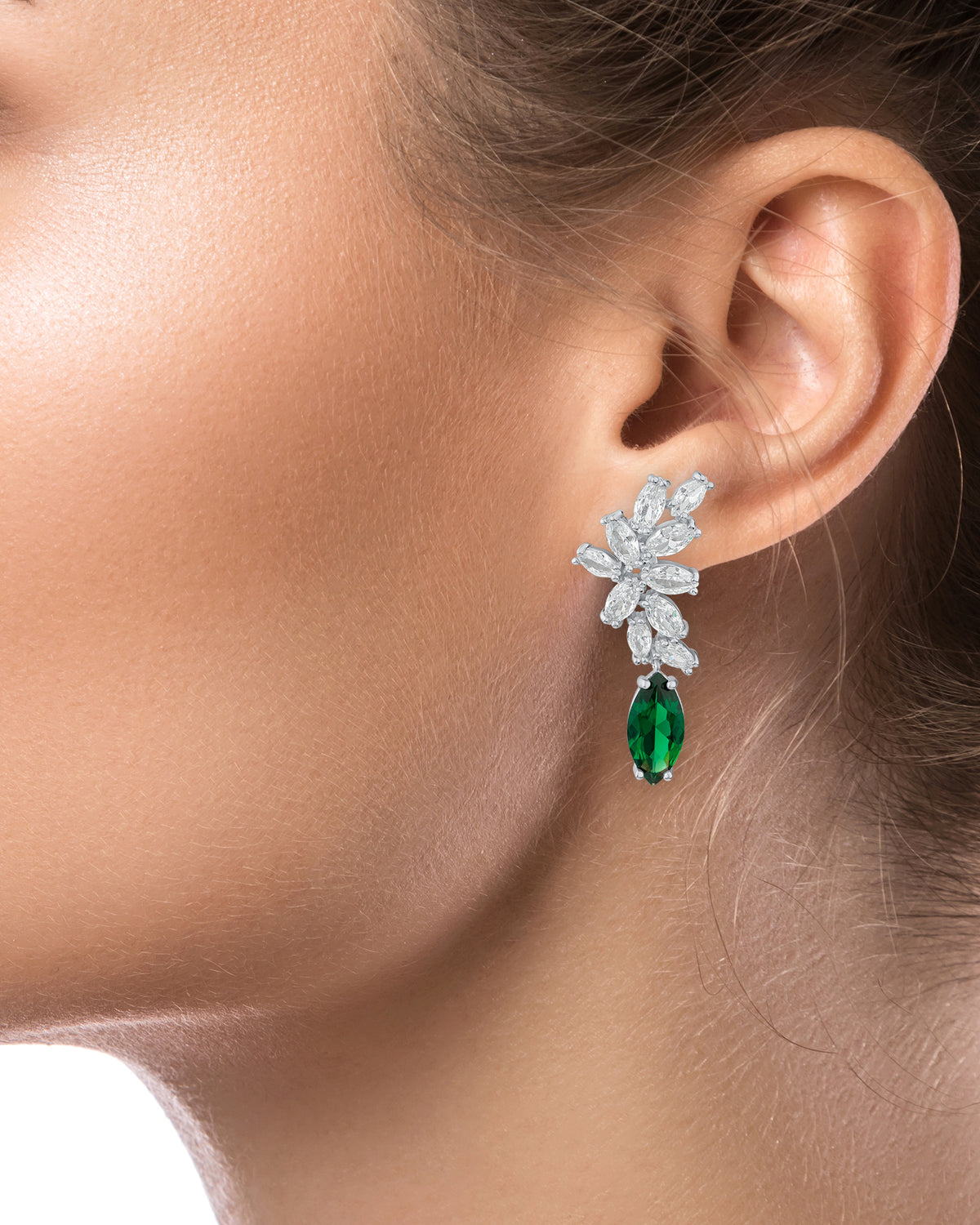 Marquise CZ Cluster Drop Earrings