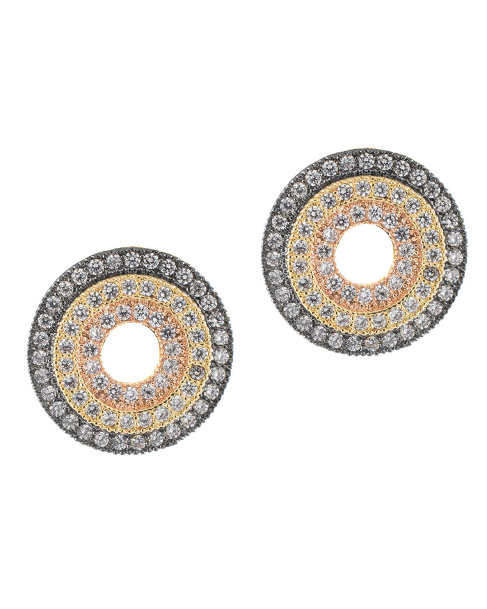 3 Tone Stud Earrings