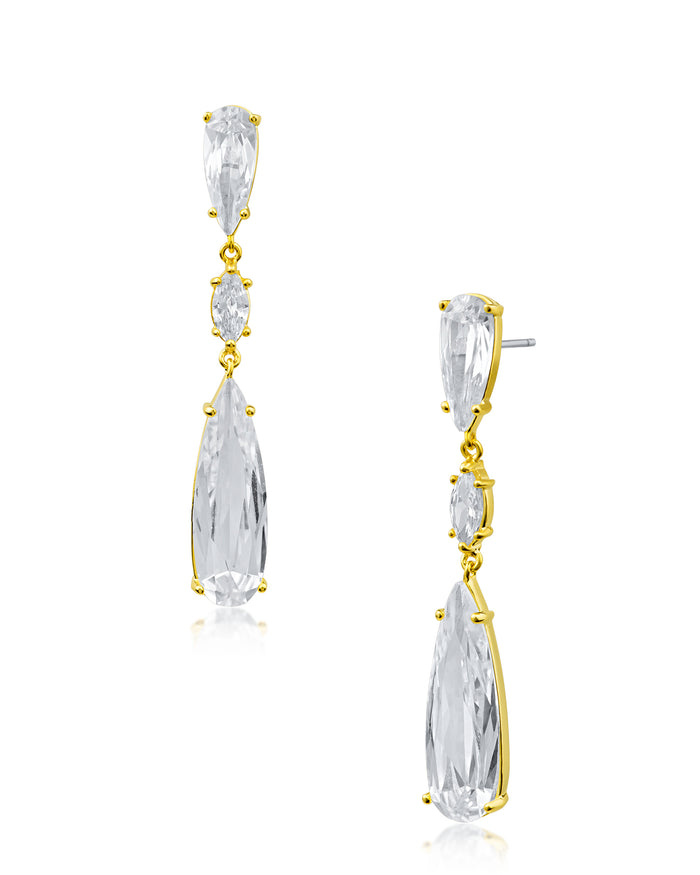 Elongated Pear CZ Drop Earrings