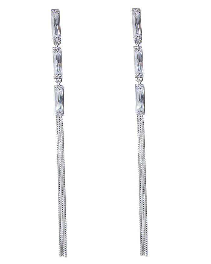 Baguette CZ Fringe Earrings