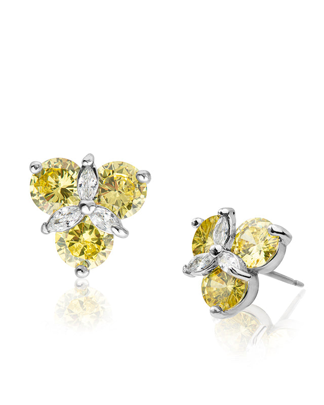 Triple Round and Marquise CZ Earrings