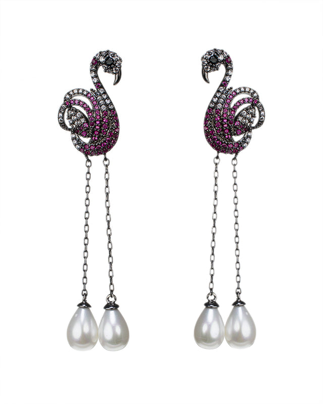 Pave Flamingo Earrings