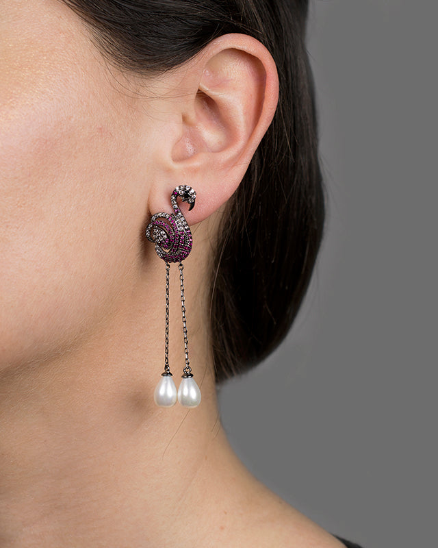 Pave Flamingo Earrings