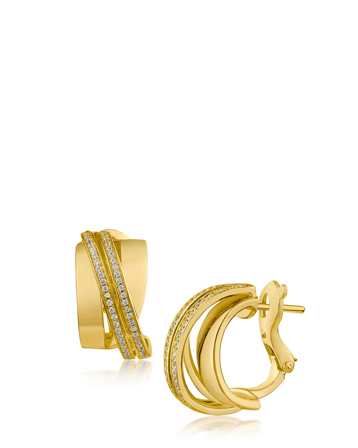 Pave Double Row Hoop Earrings