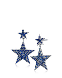 Pave CZ Double Star Drop Earrings