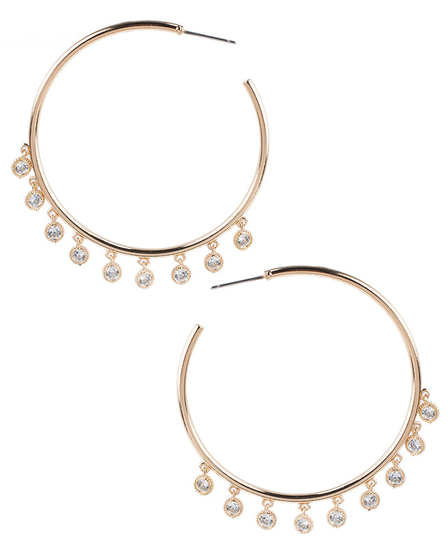 Hoop Earring with Dangling CZ