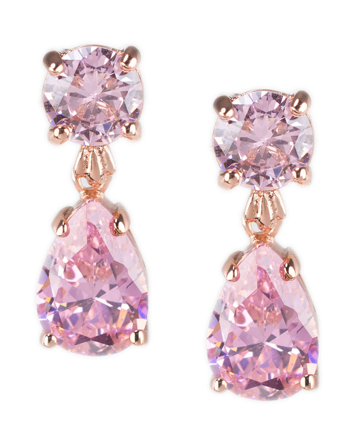 Delicate Pink CZ Drop Earrings