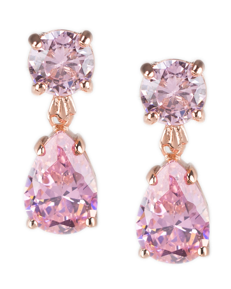 Delicate Pink CZ Drop Earrings