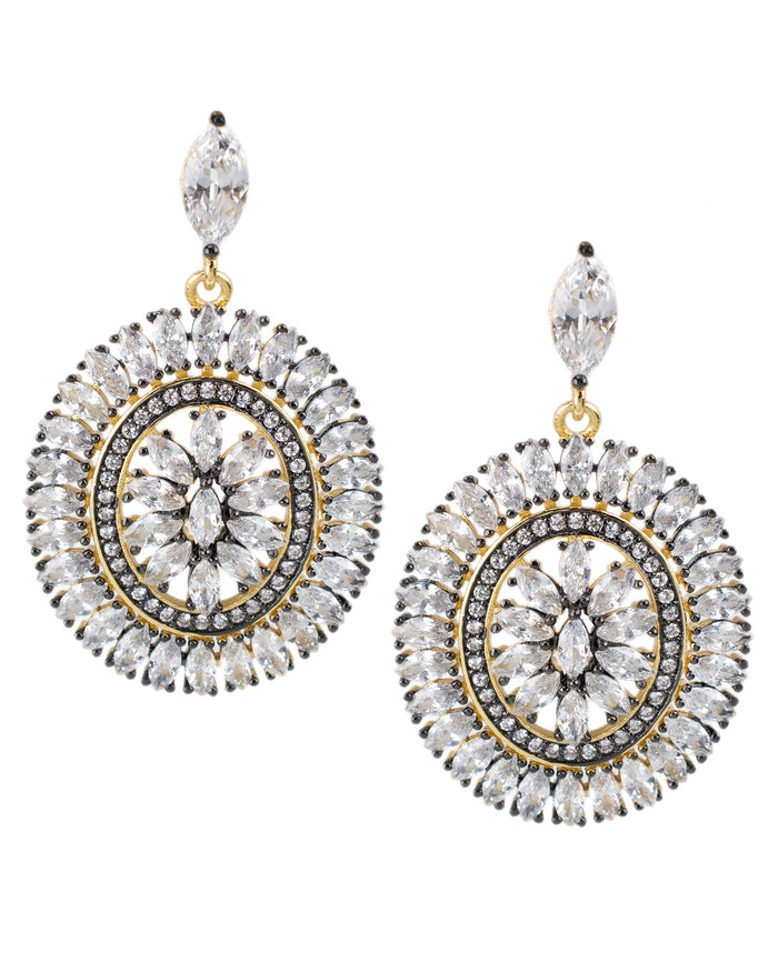 Marquise and Round CZ Drop Earrings