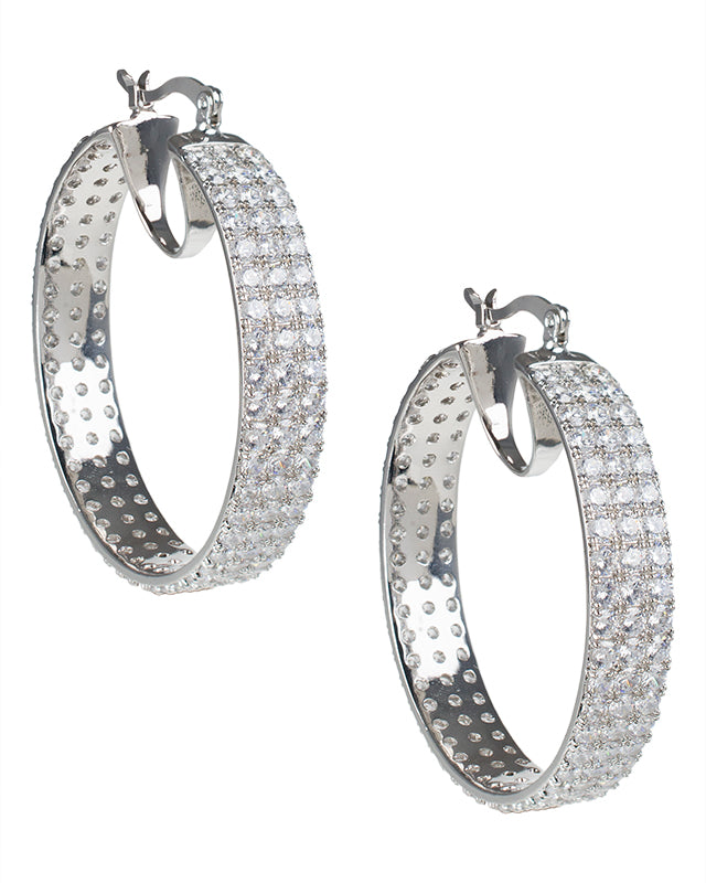 Triple Round CZ Hoop Earrings