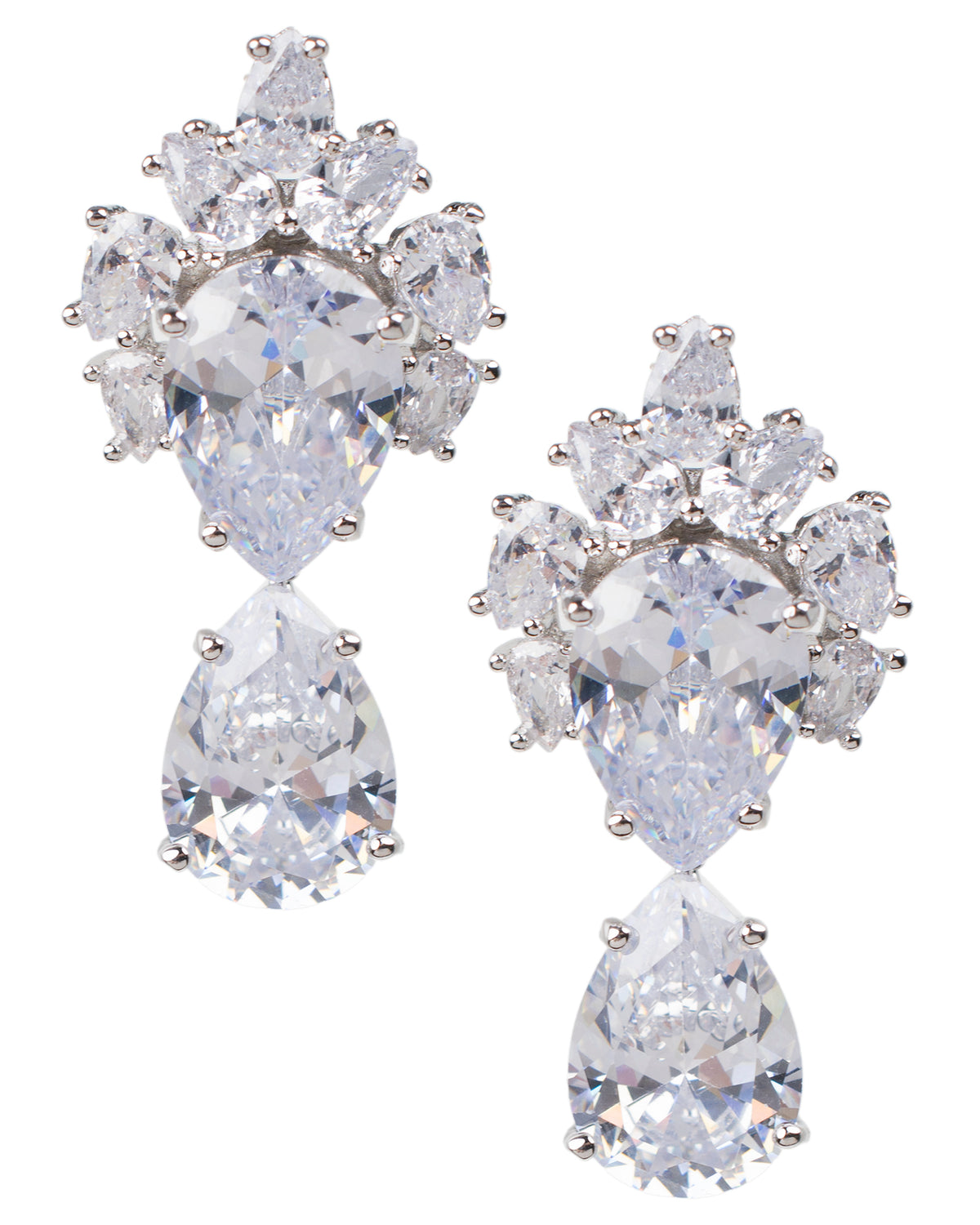 Double Pear CZ Statement Earrings