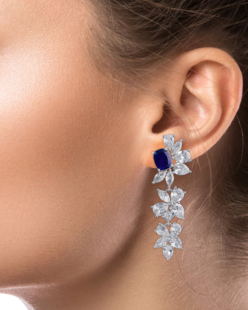 CZ Cluster Drop Earrings