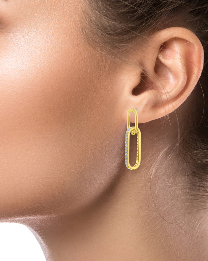 Pave Double Link Earrings