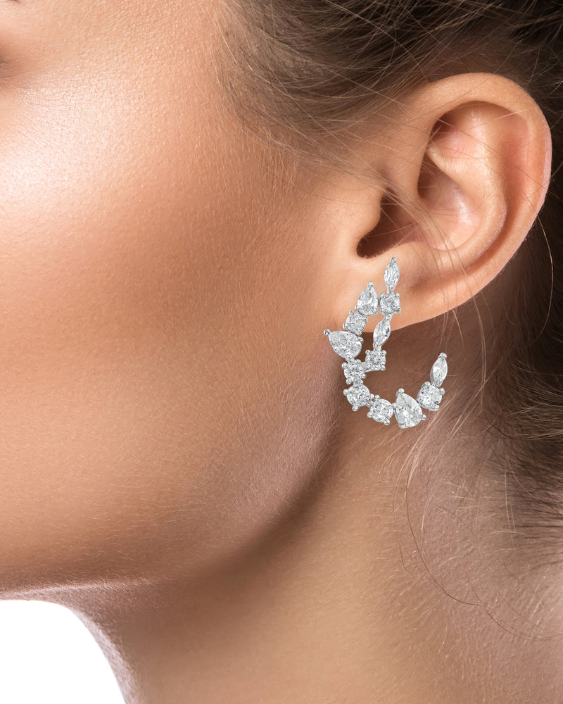 CZ Multi Shape Curved Earrings