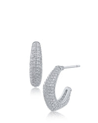 Pave Hexagon Hoop Earrings