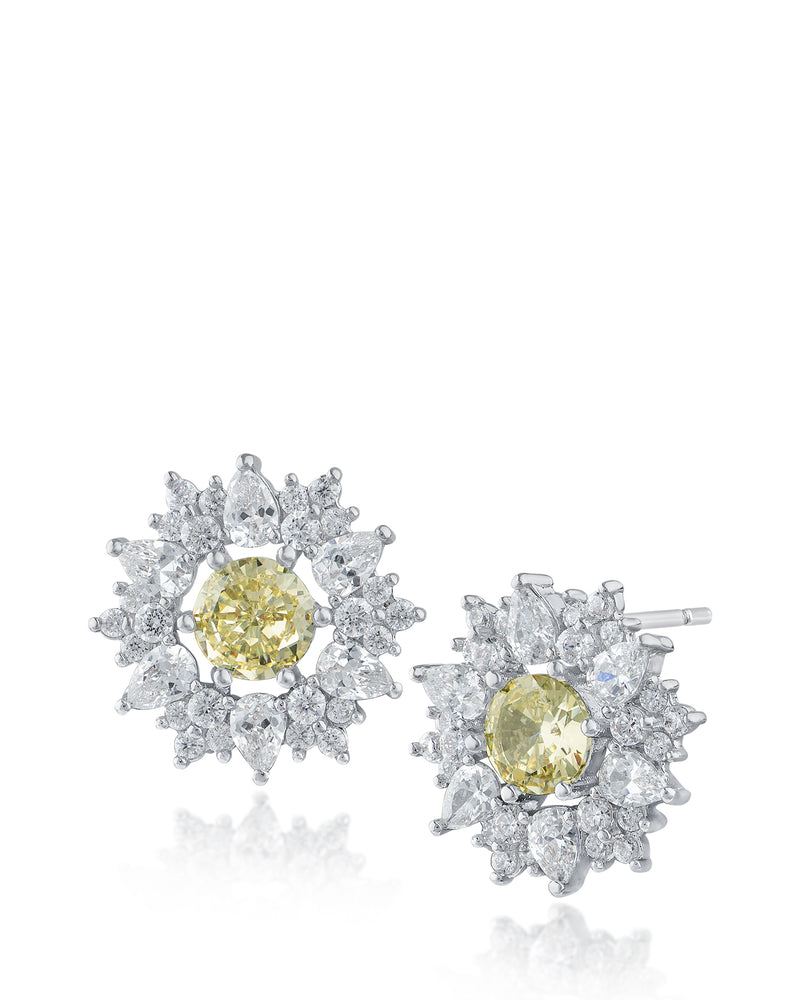 Round and Pear CZ Starburst Earring