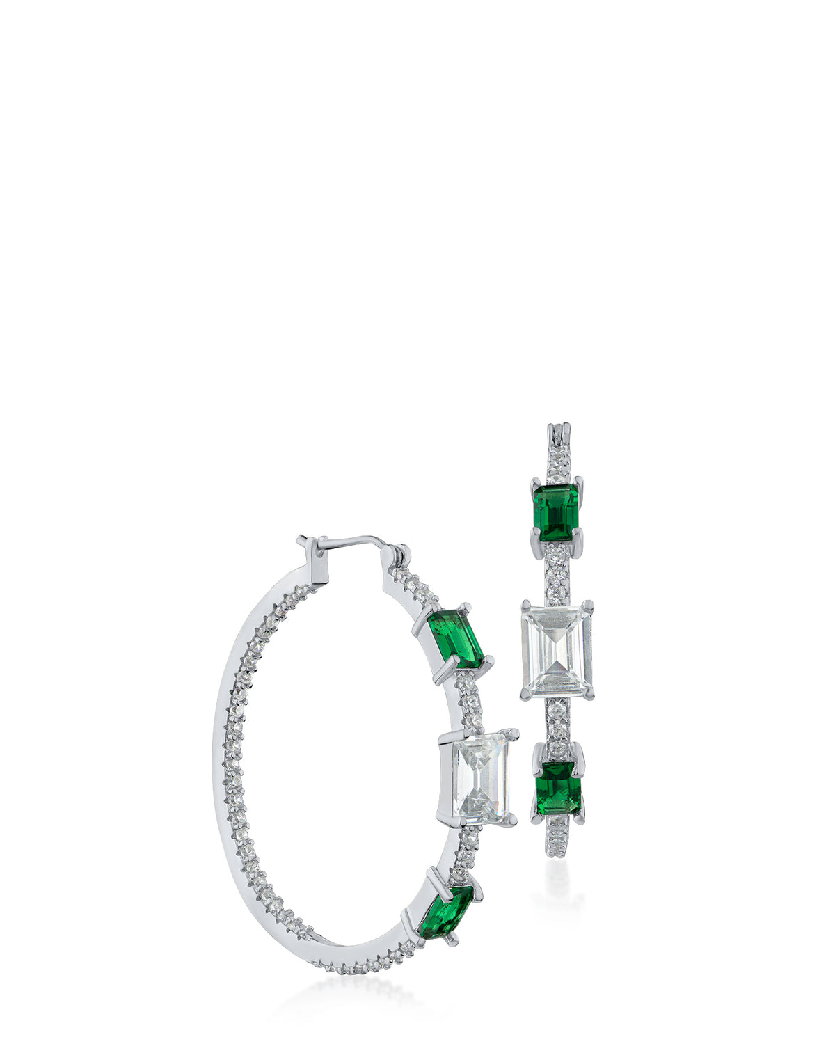 Round and Emerald CZ Hoops