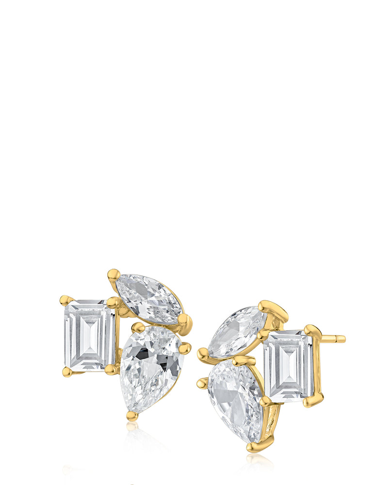 Multi Shape CZ Stud Earrings