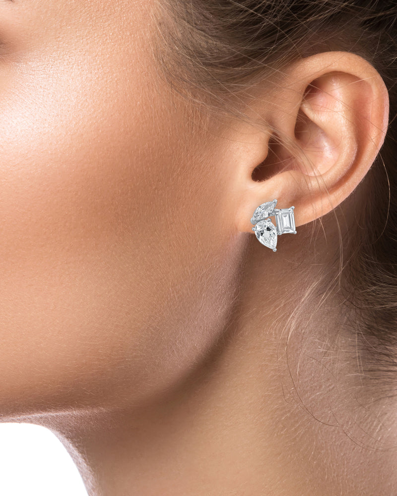 Multi Shape CZ Stud Earrings