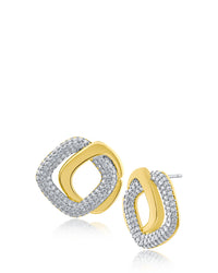 Pave Double Square Earrings