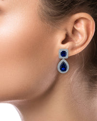 Round and Pear CZ Drop Earrings