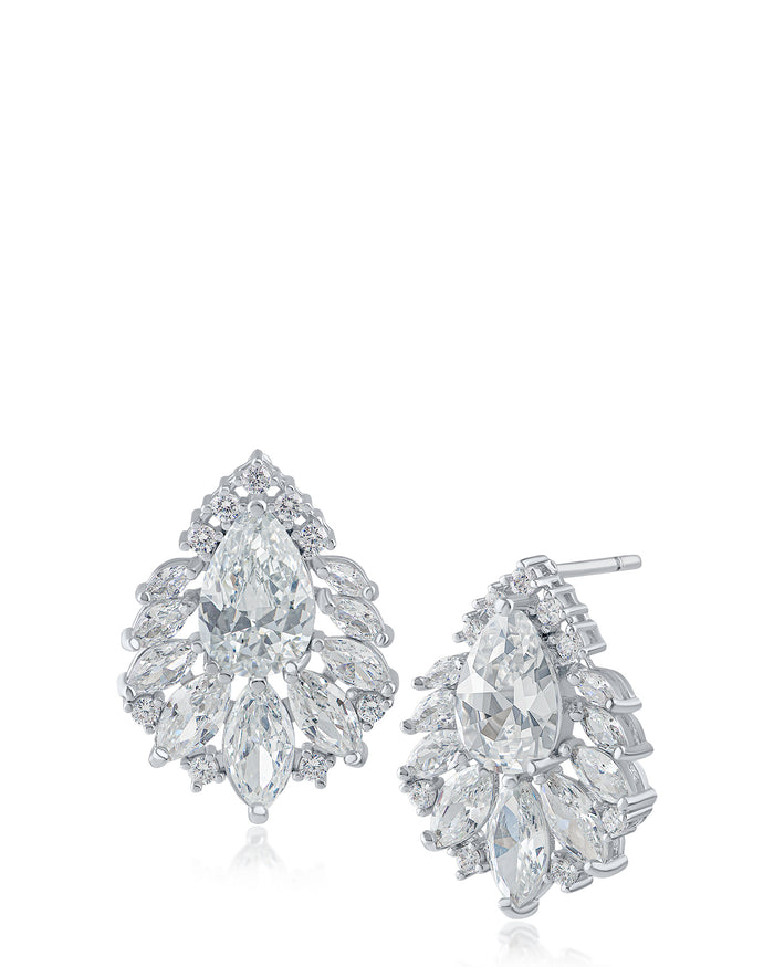 Multi Shape CZ Cluster Earrings