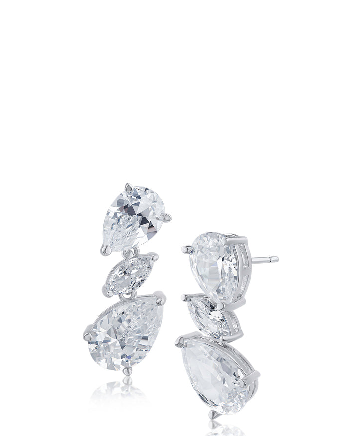 Triple CZ Drop Earrings