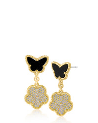 Butterfly and Clover Drop Earrings