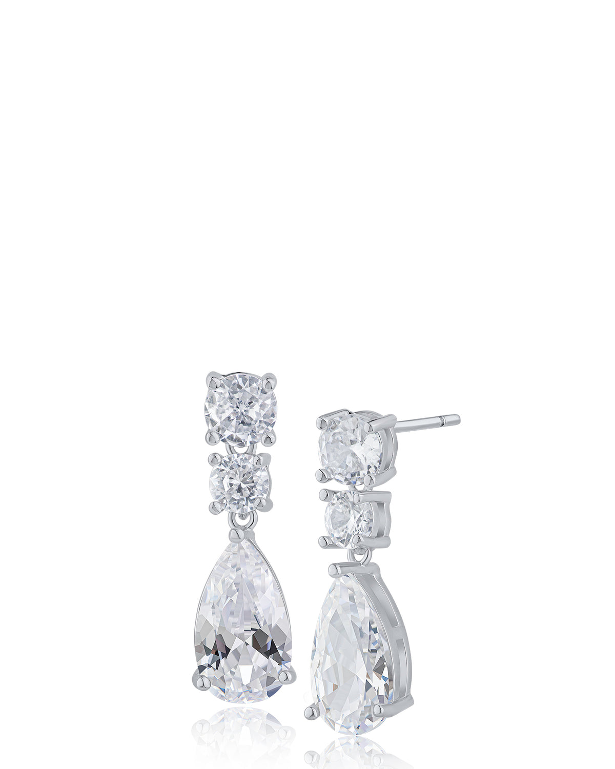 Pear and Round CZ Drop Earrings