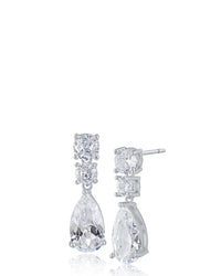 Pear and Round CZ Drop Earrings