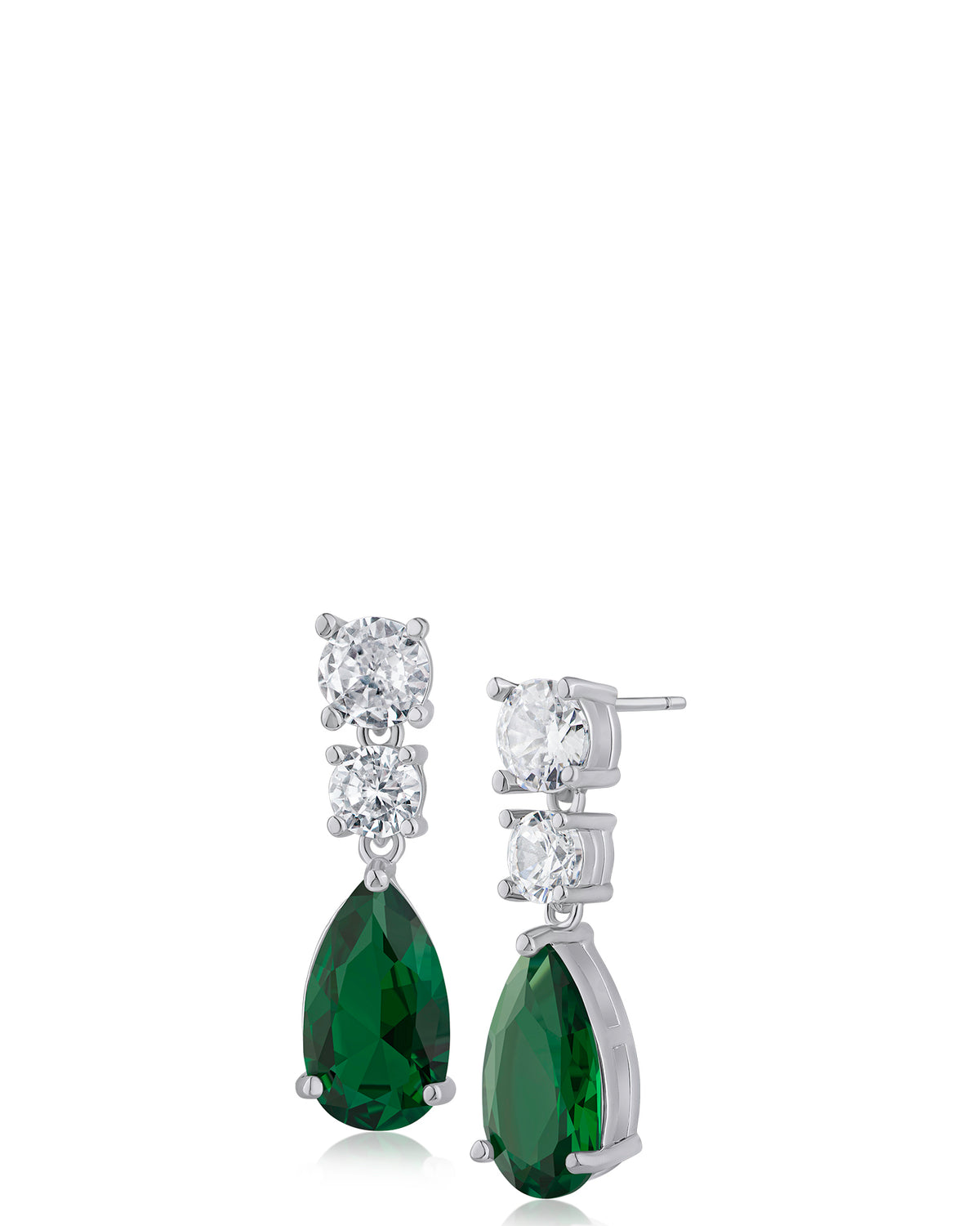 Pear and Round CZ Drop Earrings