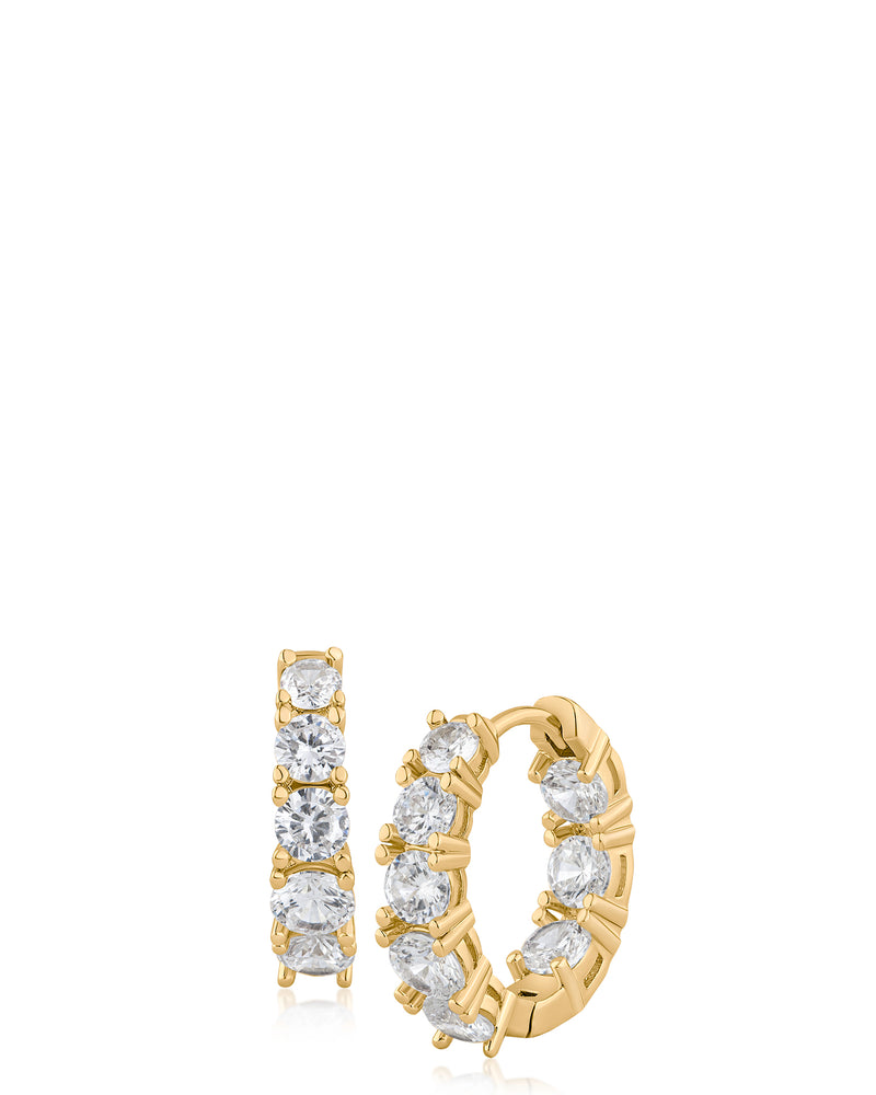 Round Graduated CZ Hoop Earrings