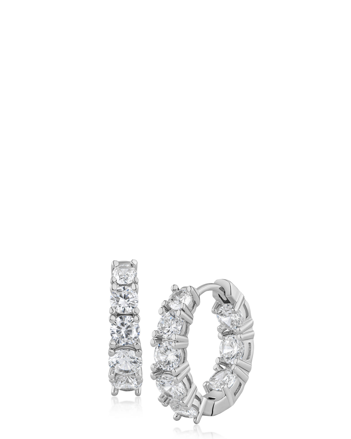 Round Graduated CZ Hoop Earrings