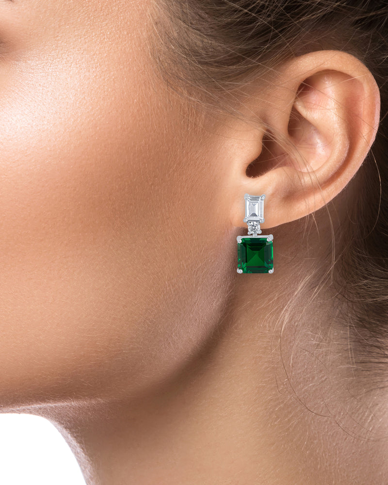 Emerald Double Drop Earrings