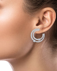 Baguette Double Open Circle Earrings