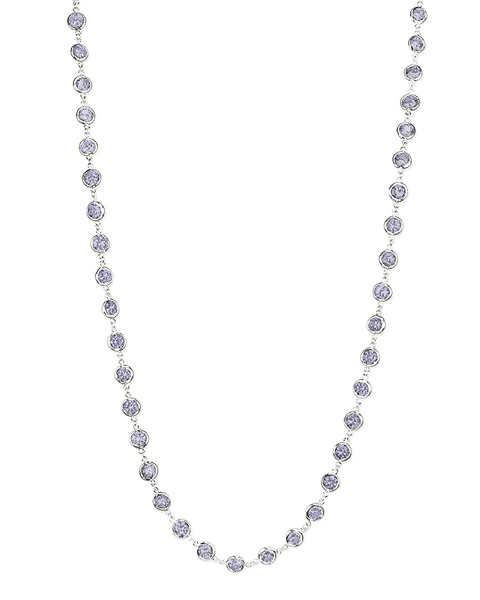 36" Round Lavender Bezel Set Necklace