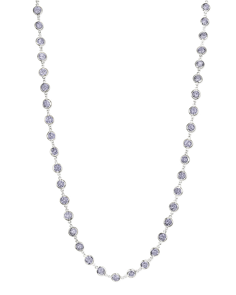 36" Round Lavender Bezel Set Necklace