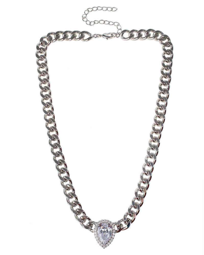 Pear CZ and Chain Necklace