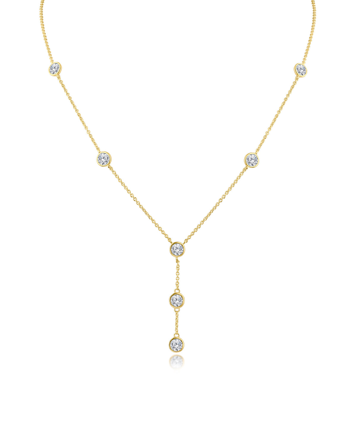 Round CZ Y- Drop Necklace