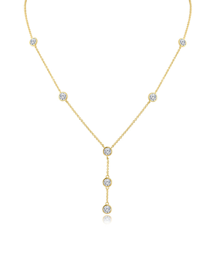 Round CZ Y- Drop Necklace