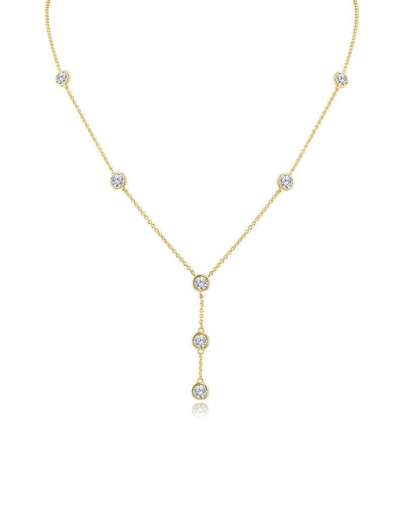 Round CZ Y- Drop Necklace