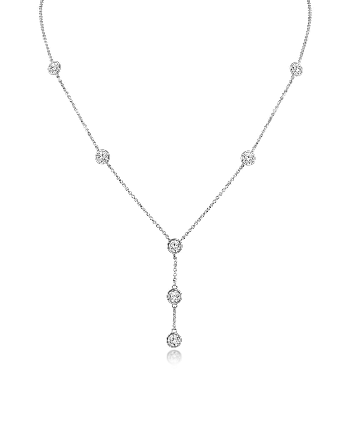 Round CZ Y- Drop Necklace