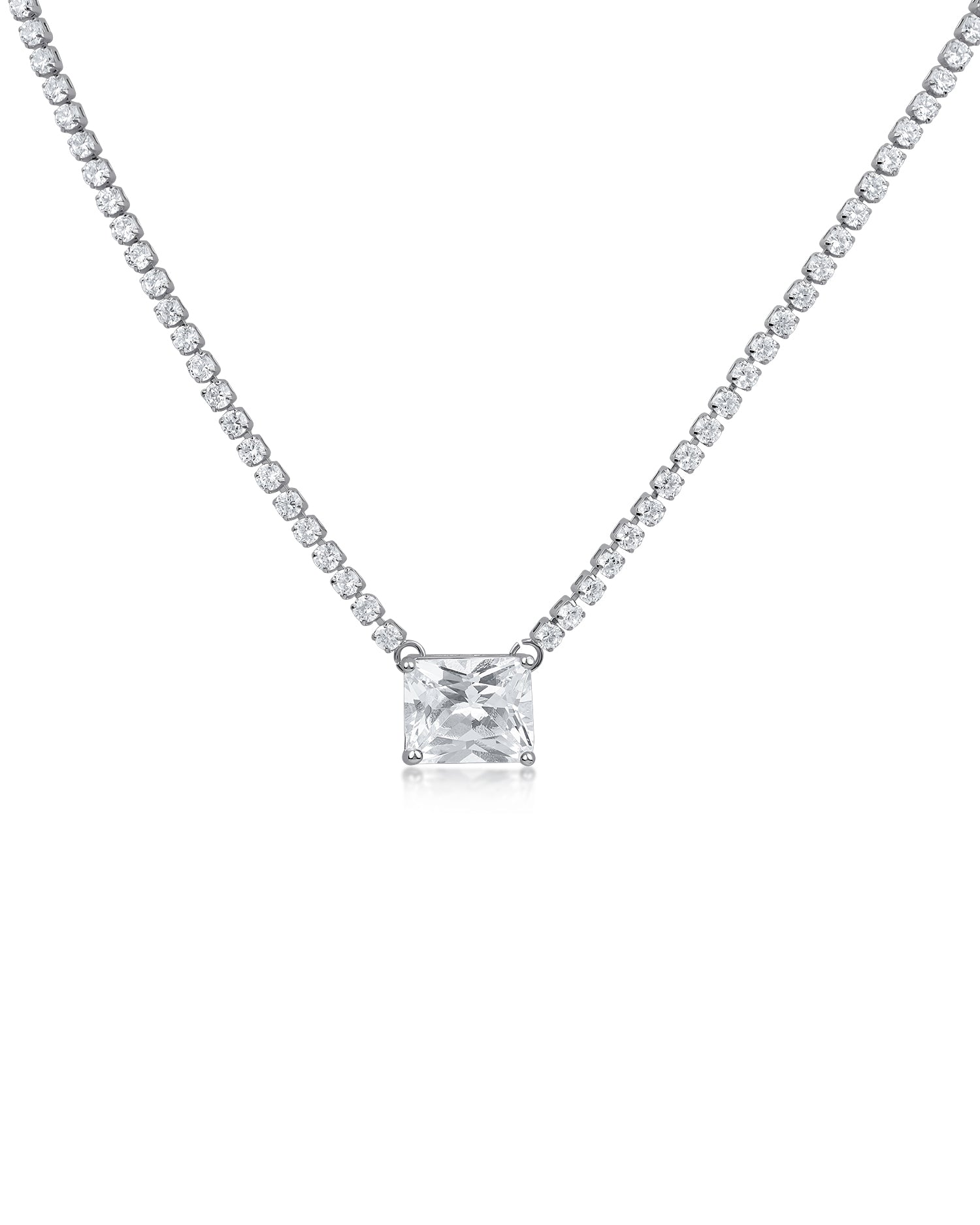 Crislu Princess Cubic Zirconia Tennis Necklace In Platinum | ModeSens