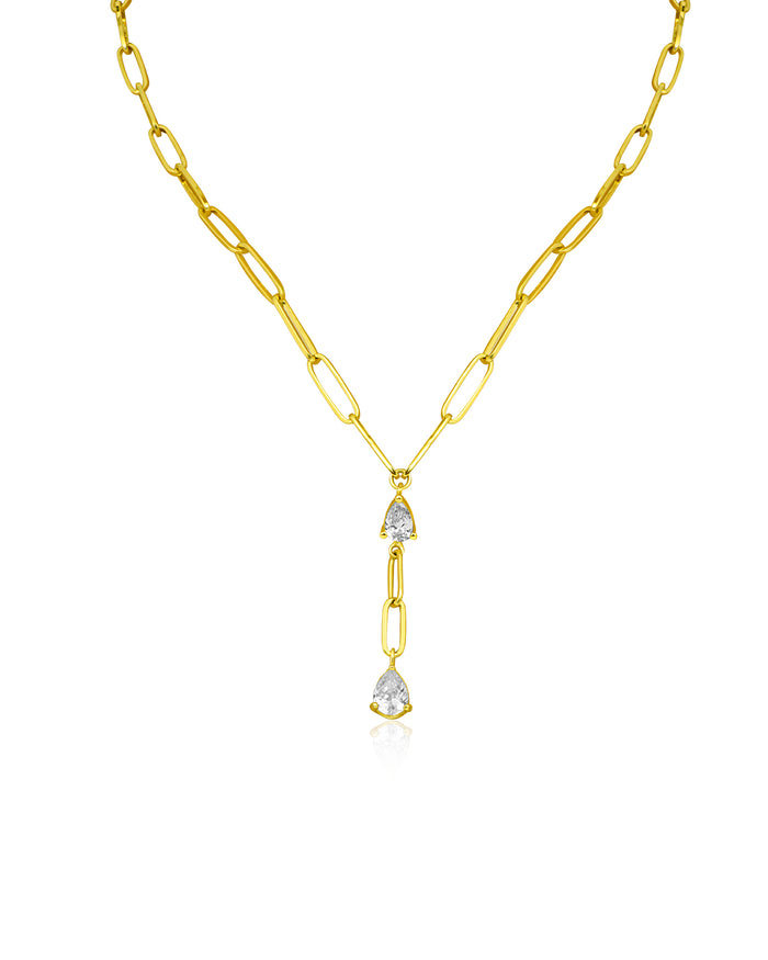 Chain and CZ Y-Necklace