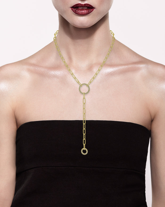 Pave and Chain Y-Necklace